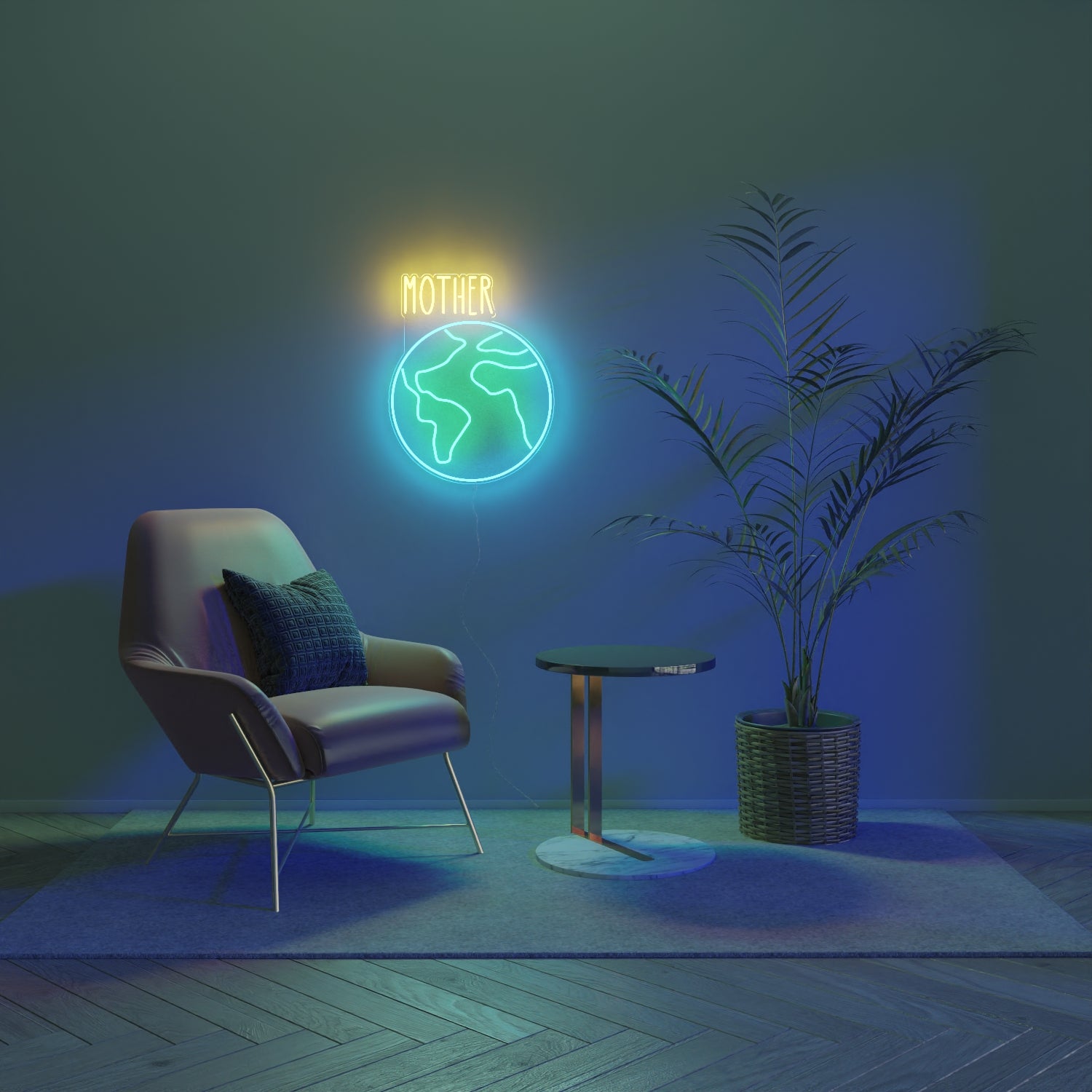 Mother Earth by Kelly Dabbah - signe en néon LED